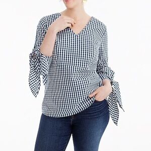 J. Crew Blue and White Gingham Top 2X